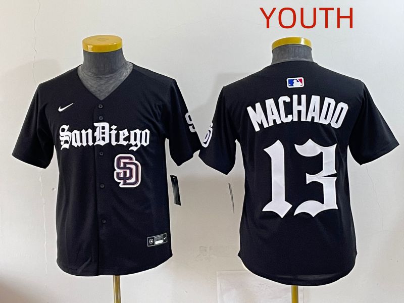 Youth 2025 San Diego Padres #13 Machado Black Five generations Joint Name Nike MLB Jersey style 17